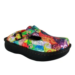 Sanosan Bella Comfort Slip-On Clogs in Multi Loop print