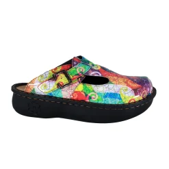 Sanosan Bella Comfort Slip-On Clogs in Multi Loop print