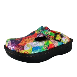 Sanosan Bella Comfort Slip-On Clogs in Multi Loop print