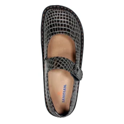 Sanosan Julia Comfort Mary-Jane Clogs in Pewter Croco patent