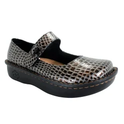 Sanosan Julia Comfort Mary-Jane Clogs in Pewter Croco patent