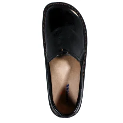 Sanosan Maria Comfort Slip-On Clogs in Black Crinkle Patent - CLOSEOUT
