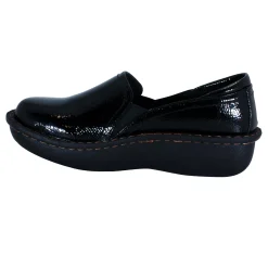 Sanosan Maria Comfort Slip-On Clogs in Black Crinkle Patent - CLOSEOUT