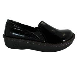 Sanosan Maria Comfort Slip-On Clogs in Black Crinkle Patent - CLOSEOUT