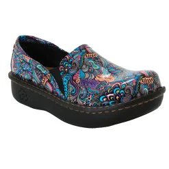 Sanosan Maria Comfort Slip-On Clogs in Mardi Gras print - CLOSEOUT