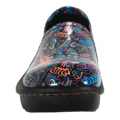 Sanosan Maria Comfort Slip-On Clogs in Mardi Gras print - CLOSEOUT
